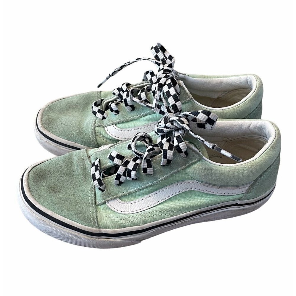 Vans Old Skool Green White Suede/Canvas Sneakers 1